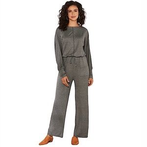 Soft Surroundings Hide Away Jumpsuit Missy Charcoal Gray Soft Size L NEW